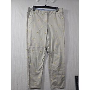Talbots 'The Weekend Chino' Butterfly‎ Embroidered Chino Pants Beige Women's 8P